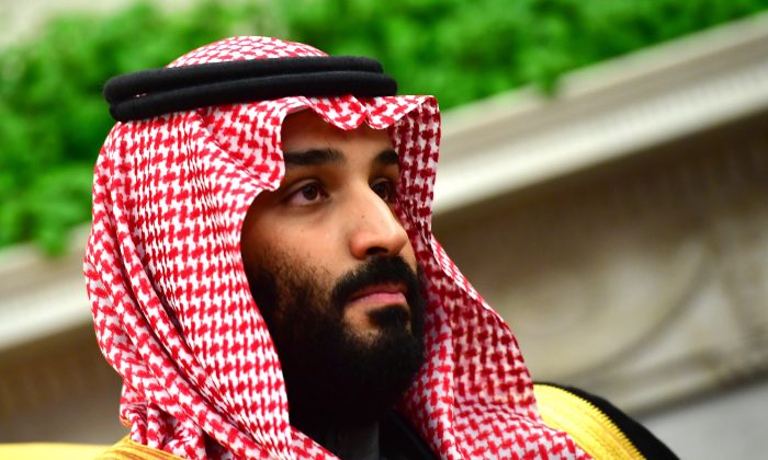 Crown Prince Mohammed bin Salman of the Kingdom of Saudi Arabia is seen during a meeting with President Donald Trump in the Oval Office at the White House on March 20, 2018 in Washington, D.C.  (Kevin Dietsch-Pool/Getty Images)