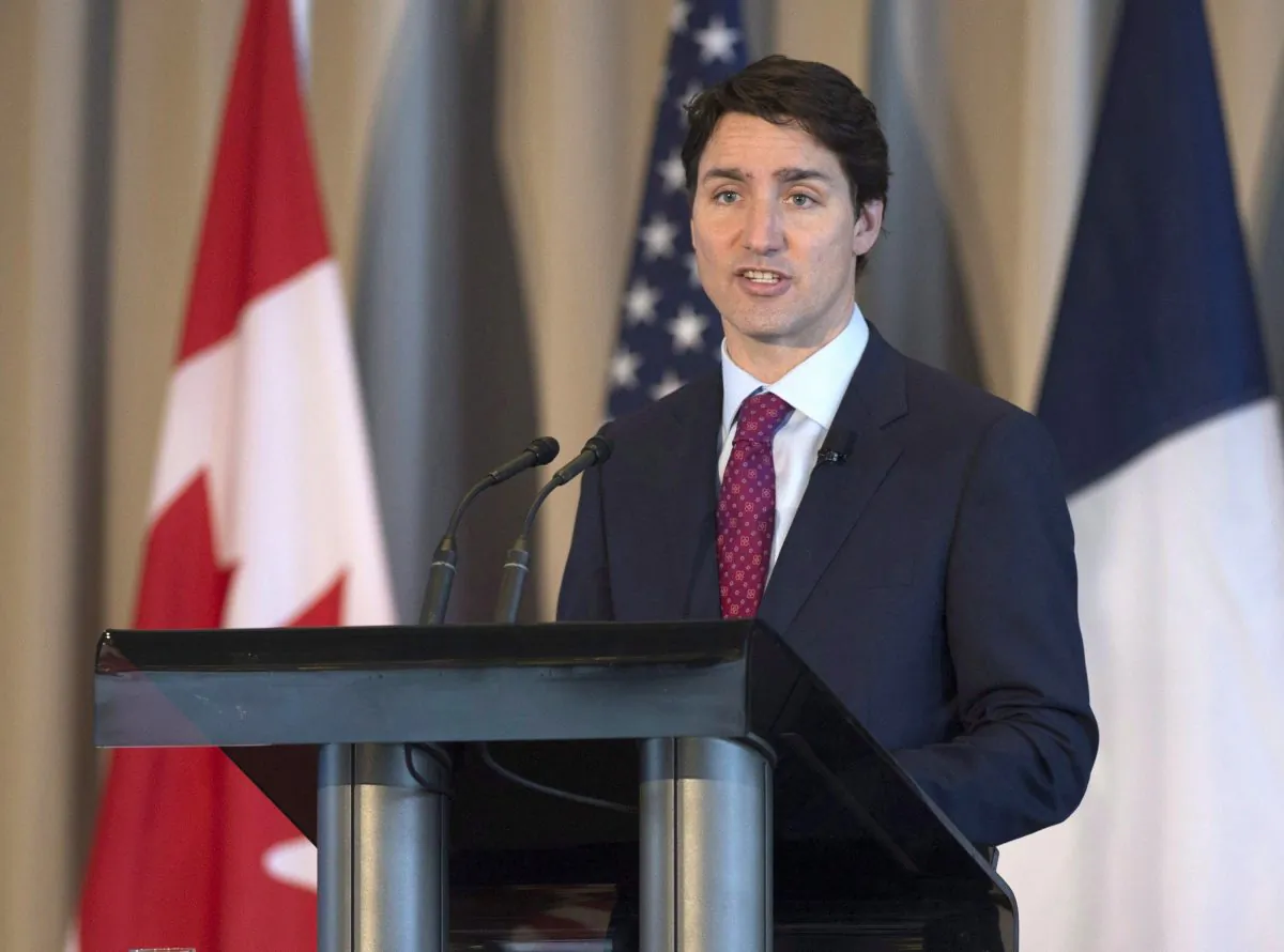 Prime Minister Justin Trudeau speaks at the GBC Resource Efficiency Workshop B7 in Quebec City on April 5, 2018. (The Canadian Press/Jacques Boissinot)