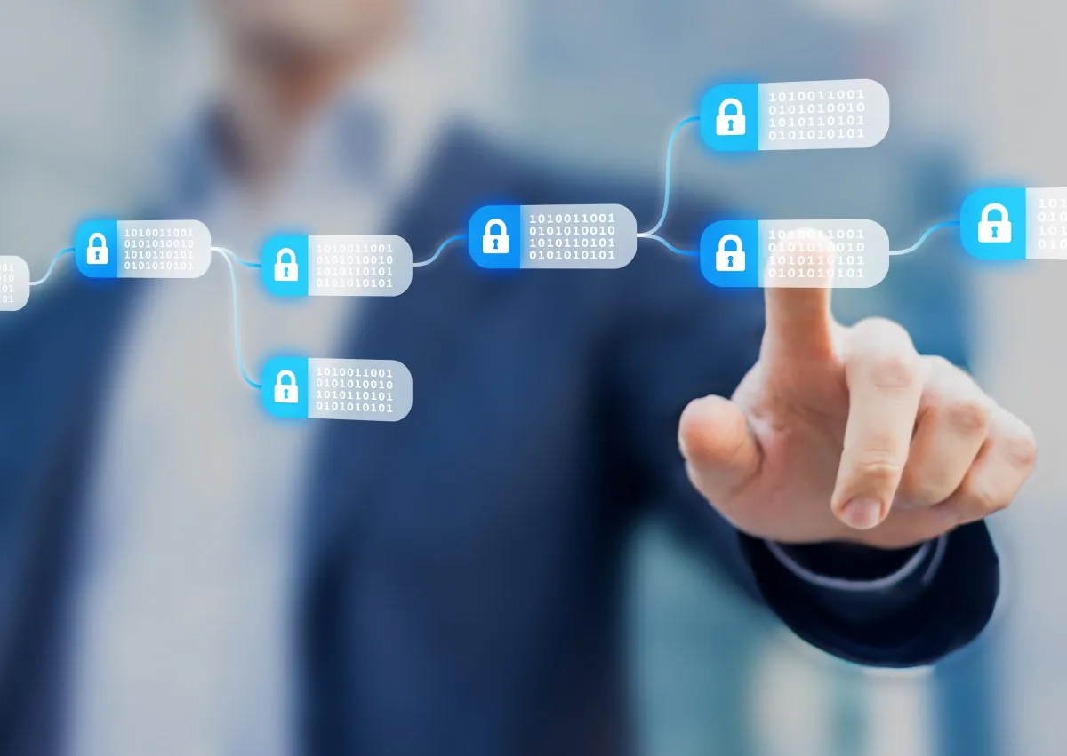A graphic rendering of a blockchain. Argentina's government is launching a blockchain for public services. (NicoElNino/Shutterstock)