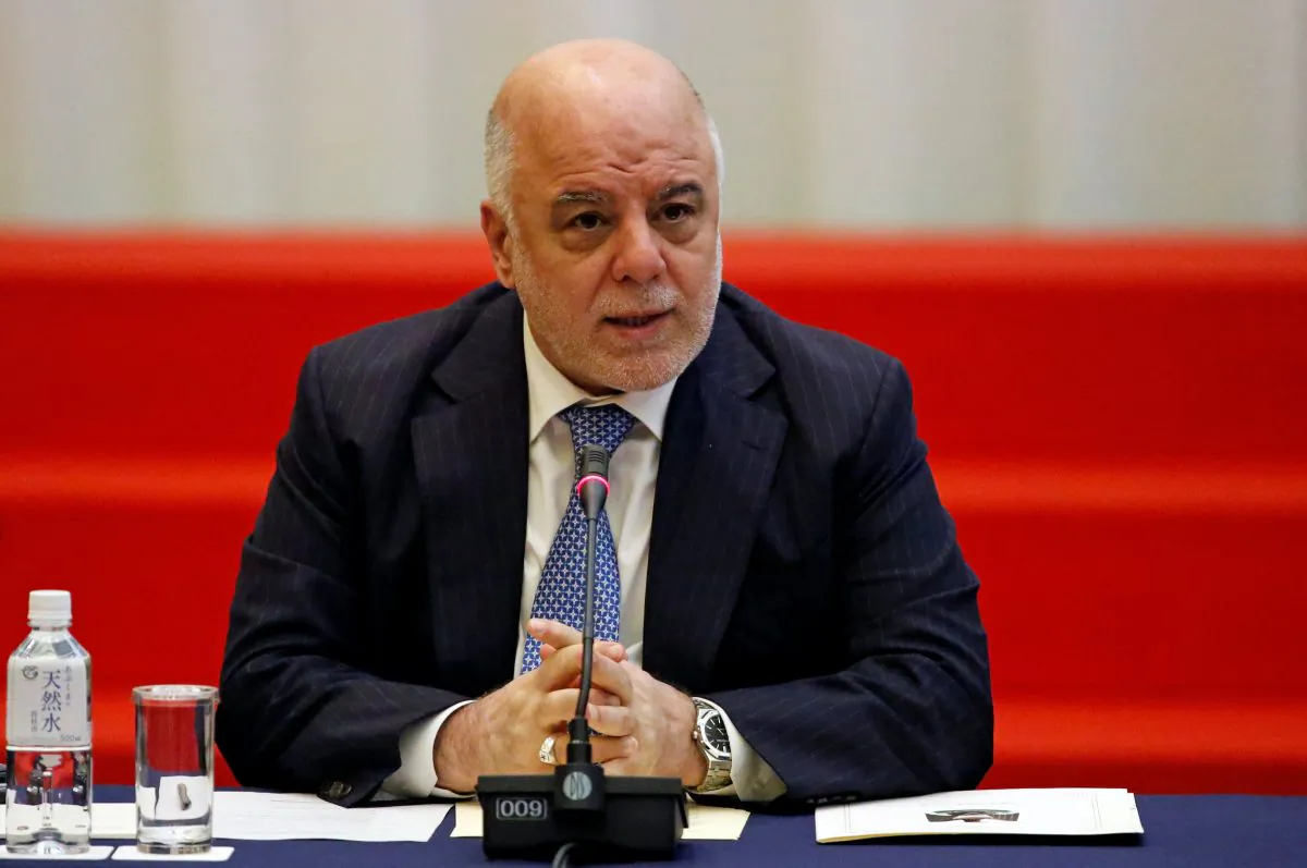 Iraqi Prime Minister Haider al-Abadi speaks during the Tokyo Conference on Supporting Job Creation and Vocational Training to Facilitate Weapons Reduction for Iraqi Society in Tokyo, Japan, April 5, 2018. (Reuters/Toru Hanai)
