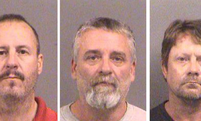 Curtis Allen 49, (L to R), Gavin Wright, 49 and Patrick Eugene Stein, 47 are shown in these booking photos in Wichita, Kansas provided Oct. 15, 2016. (Sedgwick County Sheriff's Office/Handout via Reuters/File Photo)