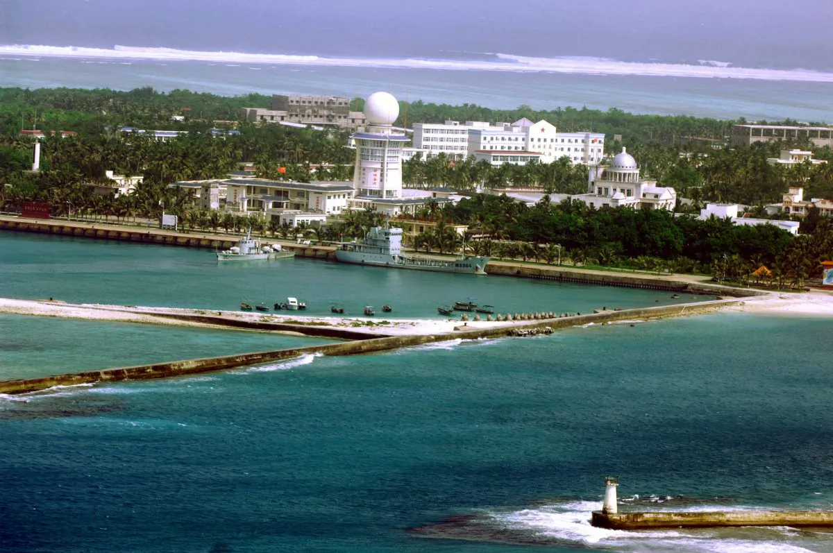 An aerial view of the city of Sansha on an island in the disputed Paracel chain, which China now considers part of Hainan Province, on July 27, 2012. (STR/AFP/Getty Images)