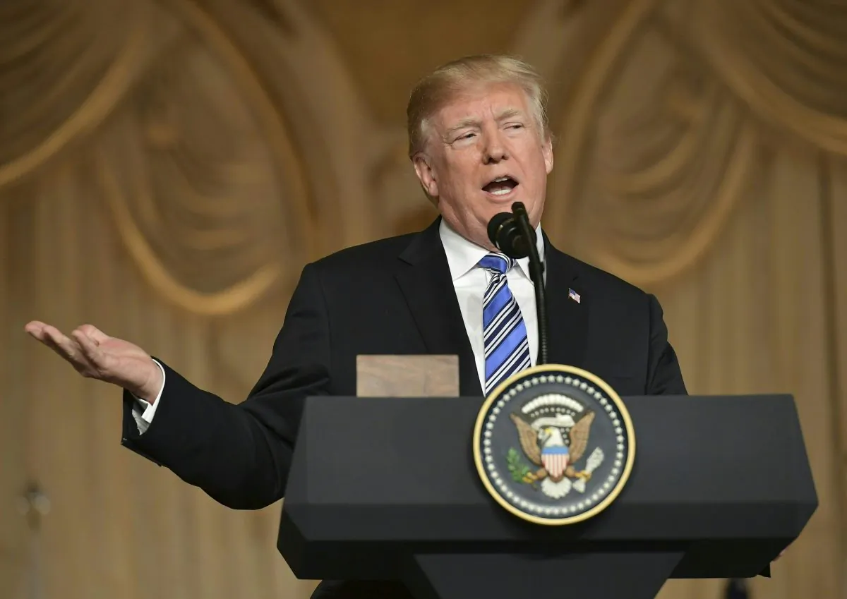 President Donald Trump speaks during a joint presser with Japan's Prime Minister Shinzo Abe at Trump's Mar-a-Lago estate in Palm Beach, Florida on April 18, 2018. (Mandel Ngan/AFP/Getty Images)