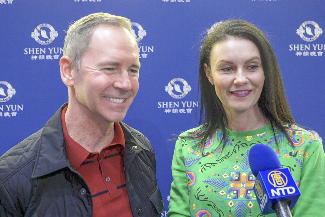 John Ferguson and his wife, Irina, attended Shen Yun's evening performance at The Performing Arts Center, Purchase College SUNY in Purchase, N.Y., on April 22, 2018. (NTD Television)