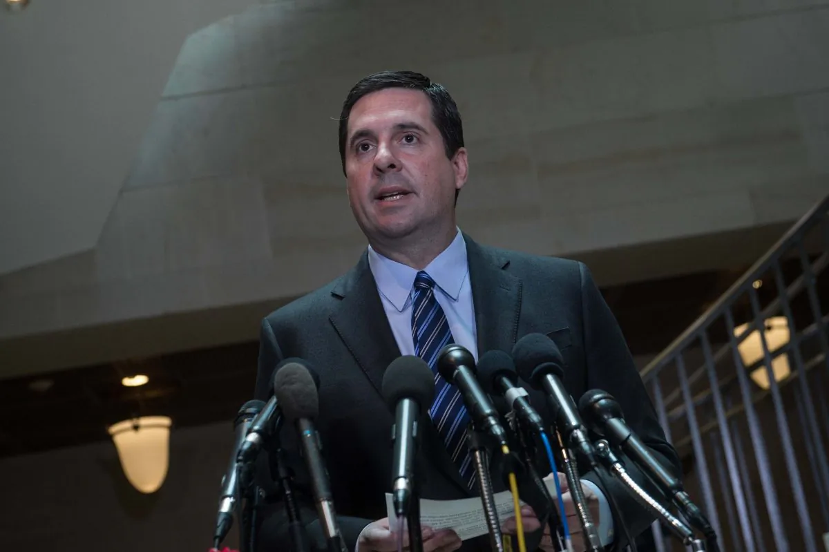 Representative from California Devin Nunes, chairman of the House Intelligence Committee, speaks to the press about the investigation of Russian meddling in the 2016 presidential election on Capitol Hill in Washington, DC, on March 24, 2017. (NICHOLAS KAMM/AFP/Getty Images)
