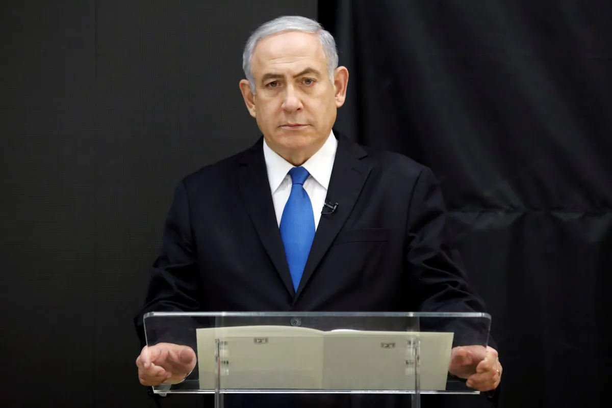Israeli Prime minister Benjamin Netanyahu speaks during a news conference at the Ministry of Defence in Tel Aviv, Israel, on Apr. 30, 2018. (Amir Cohen/Reuters)