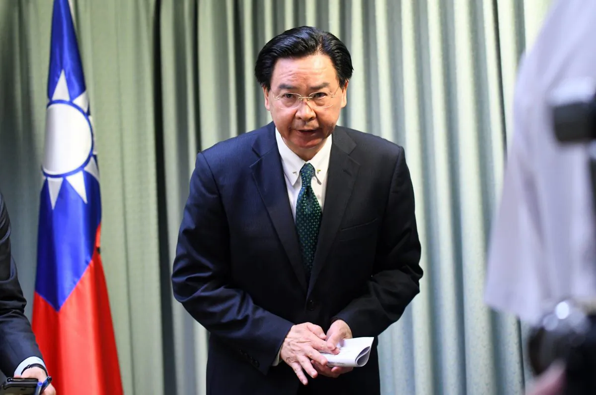 Taiwan Foreign Minister Joseph Wu arrives during a press conference in Taipei on May 1, 2018. - Taiwan said it was 'deeply upset' after the Dominican Republic, one of its few remaining official allies, established diplomatic relations with China and cut ties with the island. (Sam Yeh/AFP) 
