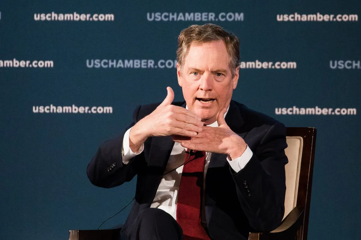Trade Representative Robert Lighthizer participates at a discussion at the 9th China Business Conference at the U.S. Chamber of Commerce in Washington on May 1, 2018. (Samira Bouaou/The Epoch Times)