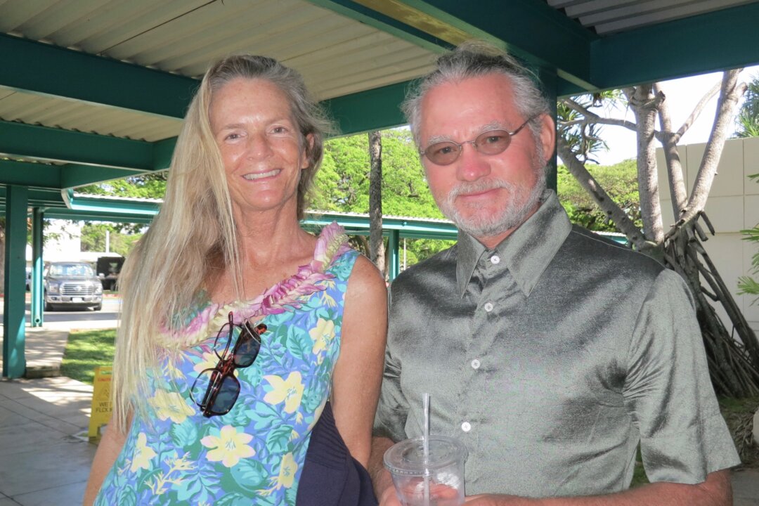 Friends, Stephen Haus (R) and Andree attended Shen Yun's performance at the Blaisdell Concert Hall in Honolulu, Hawaii, on May 6, 2018. “I like the visual effects of what they’re doing in the set, … I thought that’s really creative,” said Andree. (Sally Sun/The Epoch Times)