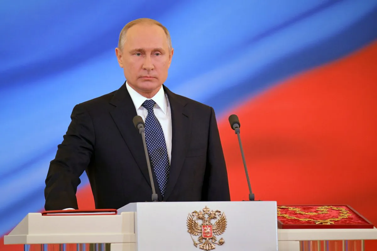 Russian President Vladimir Putin takes the oath during an inauguration ceremony at the Kremlin in Moscow, Russia May 7, 2018. Sputnik/Aleksey (Nikolskyi/Kremlin via Reuters)