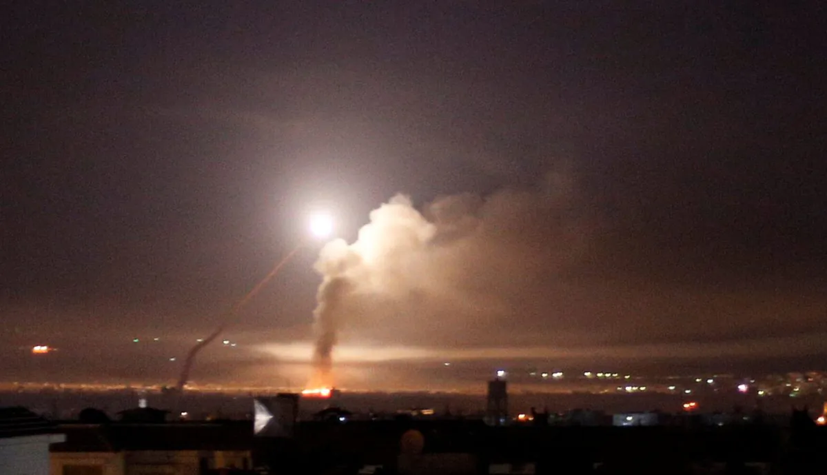 Missile fire is seen from Damascus, Syria May 10, 2018. (Reuters/Omar Sanadiki)