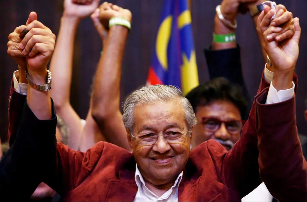 Mahathir Mohamad, former Malaysian prime minister and opposition candidate for Pakatan Harapan (Alliance of Hope) reacts during a news conference after general election, in Petaling Jaya, Malaysia, May 10, 2018. (Reuters/Lai Seng Sin)
