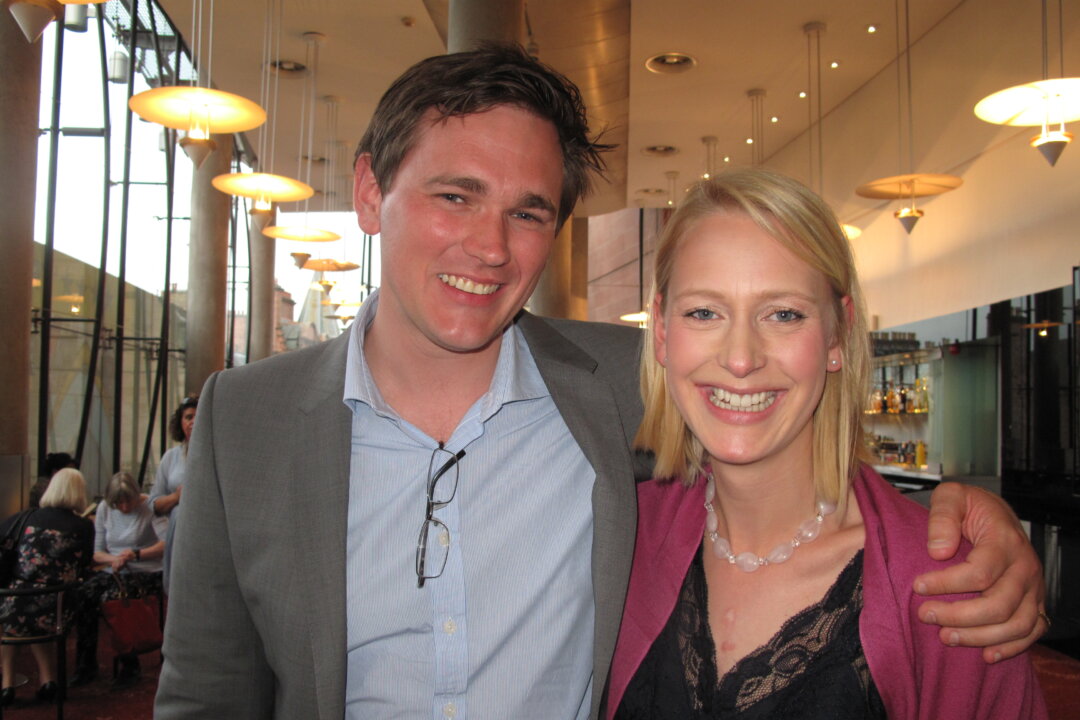 Doctor Fraser Peck and Katie Misselbrook, an anaesthetist, enjoyed the Shen Yun performance at the Festival Theatre in Edinburgh on May 21, 2018. (Xiaomin Pang/The Epoch Times)
