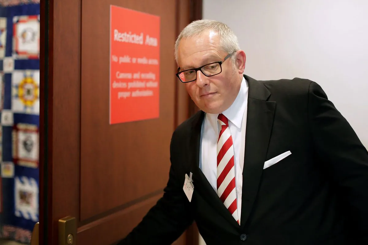Former Trump campaign aide Michael Caputo arrives to testify before the House Intelligence Committee during a closed-door session at the Capitol Visitors Center in Washington, on July 14, 2017. (Chip Somodevilla/Getty Images)