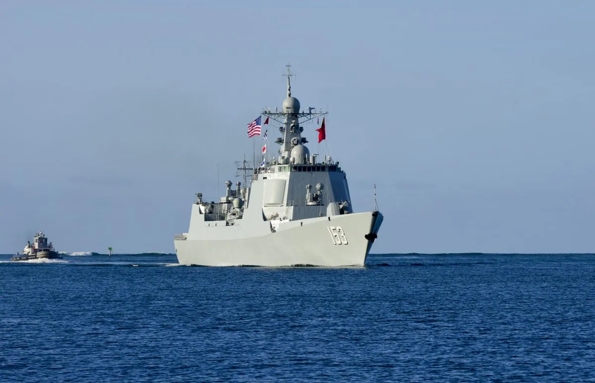 Chinese People’s Liberation Army (Navy) (PLAN) Luang II class guided-missile destroyer Xian (153) arrives at Joint Base Pearl Harbor-Hickam for Rim of the Pacific (RIMPAC) in 2016. The United States has disinvited China from participating in the 2018 RIMPAC exercise, citing Beijing’s recent aggression in the South China Sea. (U.S. Navy Photo By Mass Communication Specialist 2nd Class Somers Steelman)