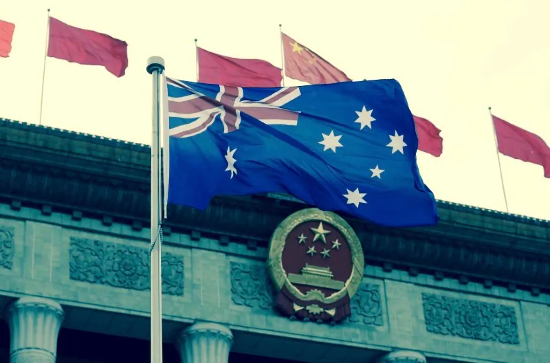 Australian flag flutters in front of the Great Hall of the People during a welcoming ceremony for Australian Prime Minister Malcolm Turnbull in Beijing, China, April 14, 2016. (Reuters/Jason Lee/File Photo)