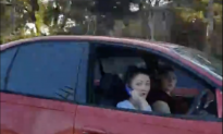 Girl Driver Does Stealthy Phone Drop When she Spots Police
