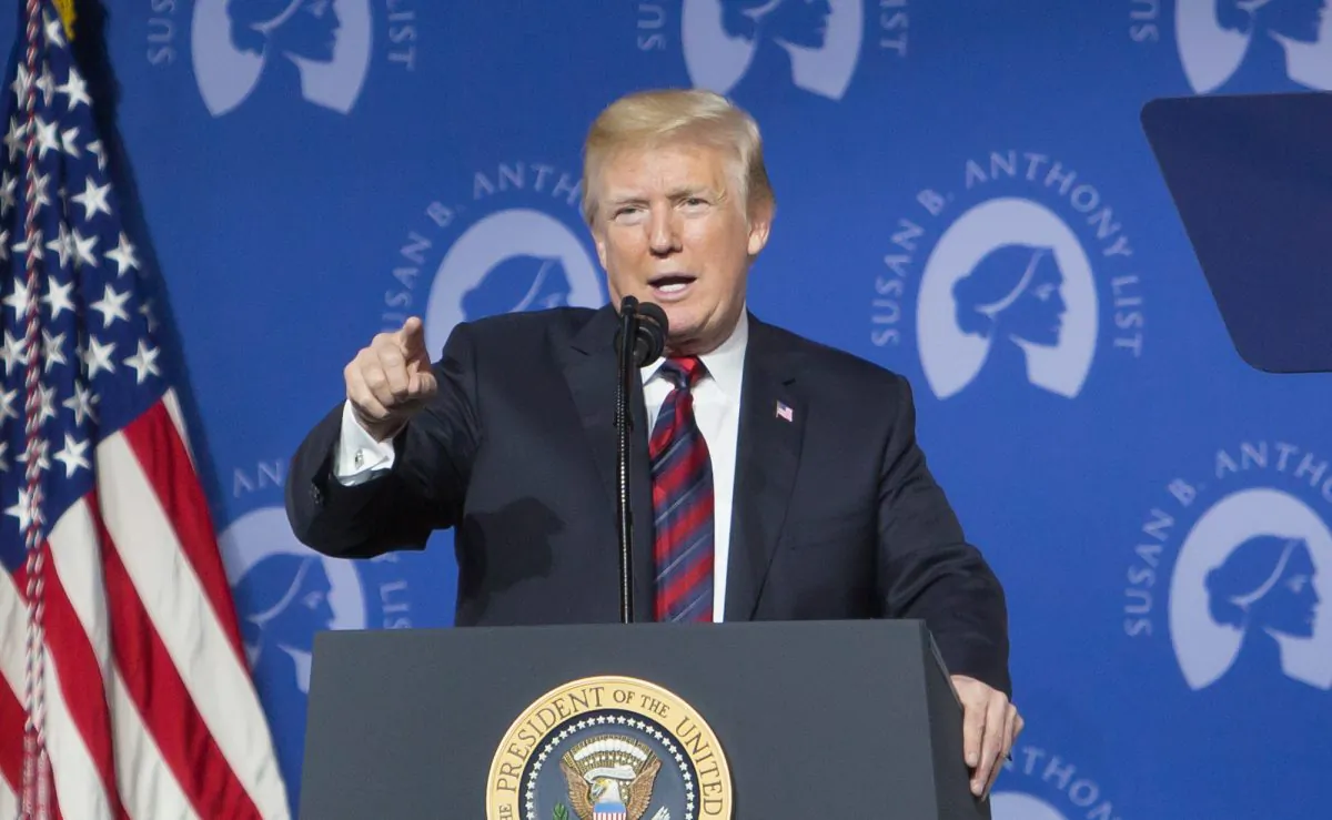President Donald Trump speaks at the Susan B. Anthony List’s 11th annual Campaign for Life Gala at the National Building Museum in Washington on May 22. (Lisa Fan/The Epoch Times)
