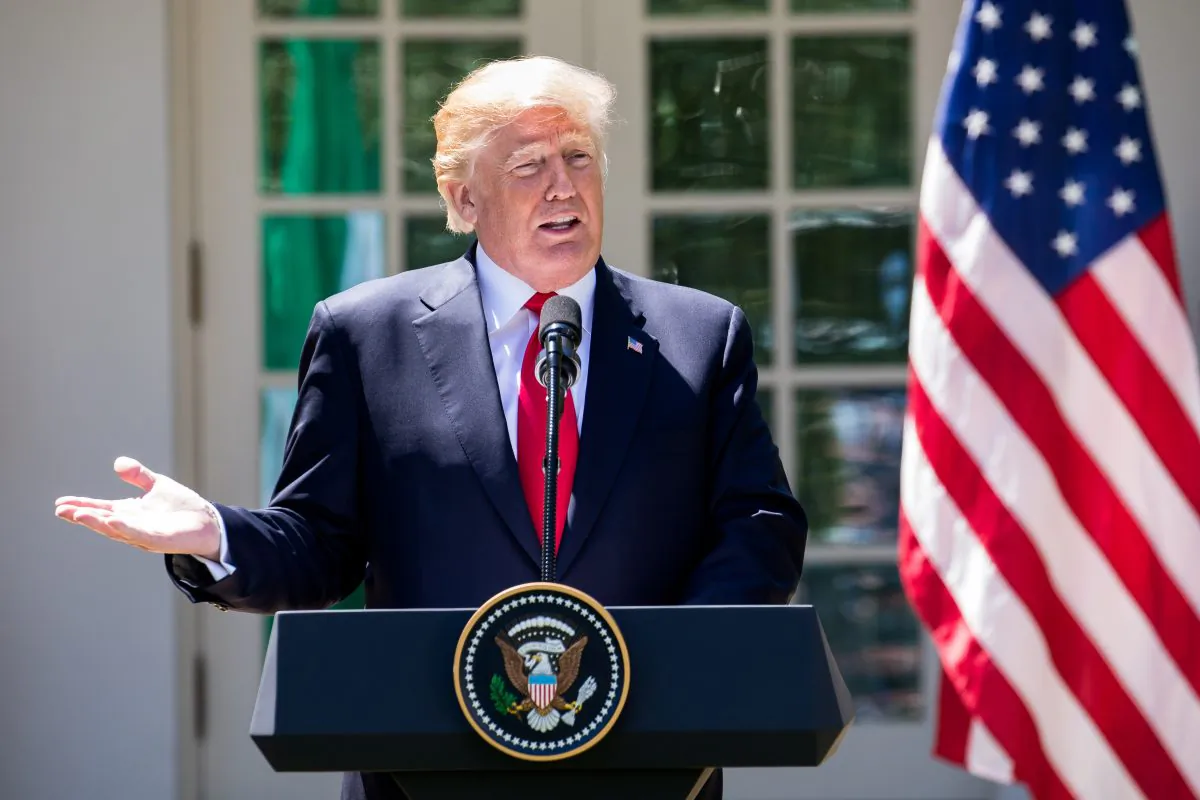 President Donald Trump speaks in the Rose Garden of the White House in Washington on April 30, 2018. (Samira Bouaou/The Epoch Times)