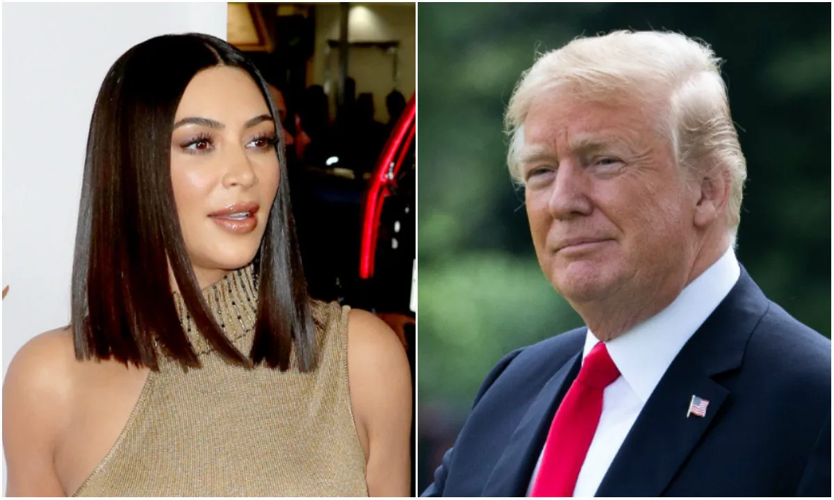 L: Kim Kardashian West in Hollywood, Calif., on April 12, 2017. (Frederick M. Brown/Getty Images); R: President Donald Trump on the South Lawn of the White House in Washington, D.C., on May 29, 2018. (Samira Bouaou/The Epoch Times)