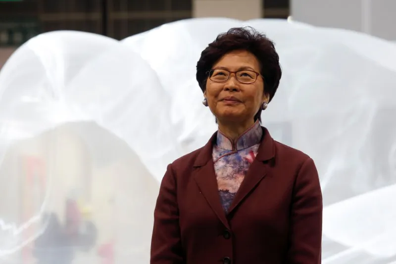 Hong Kong Chief Executive Carrie Lam attends the opening ceremony of Art Basel Hong Kong in Hong Kong on March 27, 2018. (Bobby Yip/Reuters)