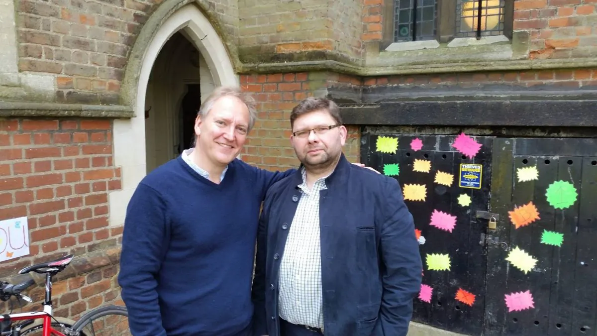 Nigel Short (L) and Pawel Lukaszewski at the Tenebrae recording session in May, 2016 (Courtesy of Pawel Lukaszewski)
