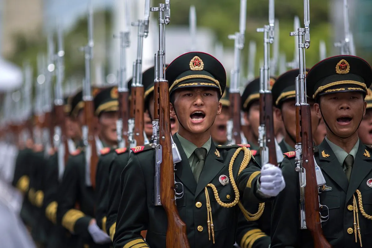 China's Peoples' Liberation Army (PLA) soldiers march in Hong Kong in this file photo. (Lam Yik Fei/Getty Images)