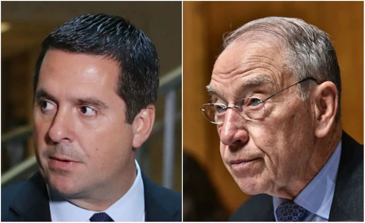 House Intelligence Committee Chairman Devin Nunes (R-Calif.) and Senate Judiciary Committee Chairman Chuck Grassley. (Mark Wilson/Getty Images - MANDEL NGAN/AFP/Getty Images)