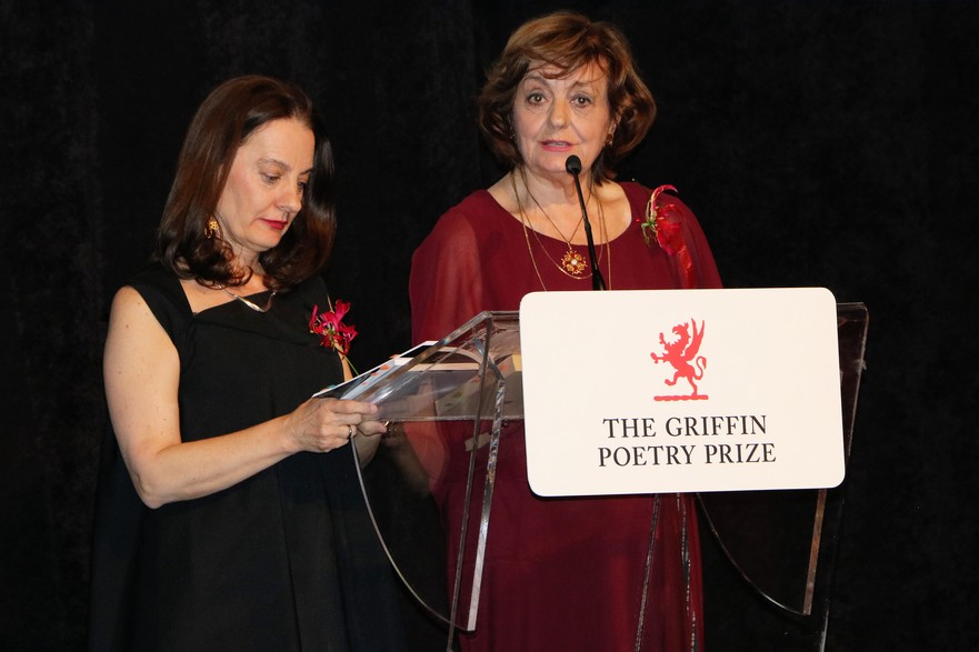 Translator Viorica Patea and poet Ana Blandiana at the Griffin Poetry Prize awards ceremony in Toronto on June 7, 2018. (Maria Matyiku/The Epoch Times)