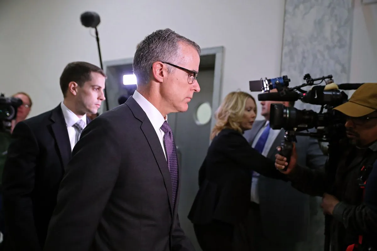 Federal Bureau of Investigation Deputy Director Andrew McCabe arrives for a meeting with members of the Oversight and Government Reform and Judiciary committees in the Rayburn House Office Building in Washington on Dec. 21, 2017. (Chip Somodevilla/Getty Images)