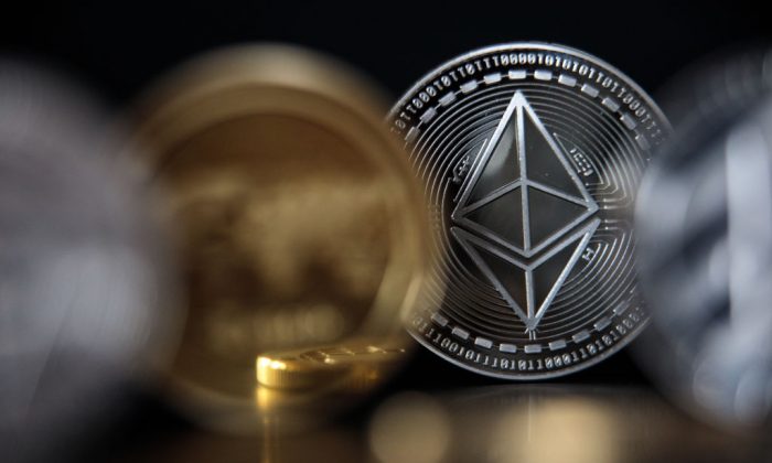 A physical representation of the Ethereum crypto product. (Jack Taylor/Getty Images)