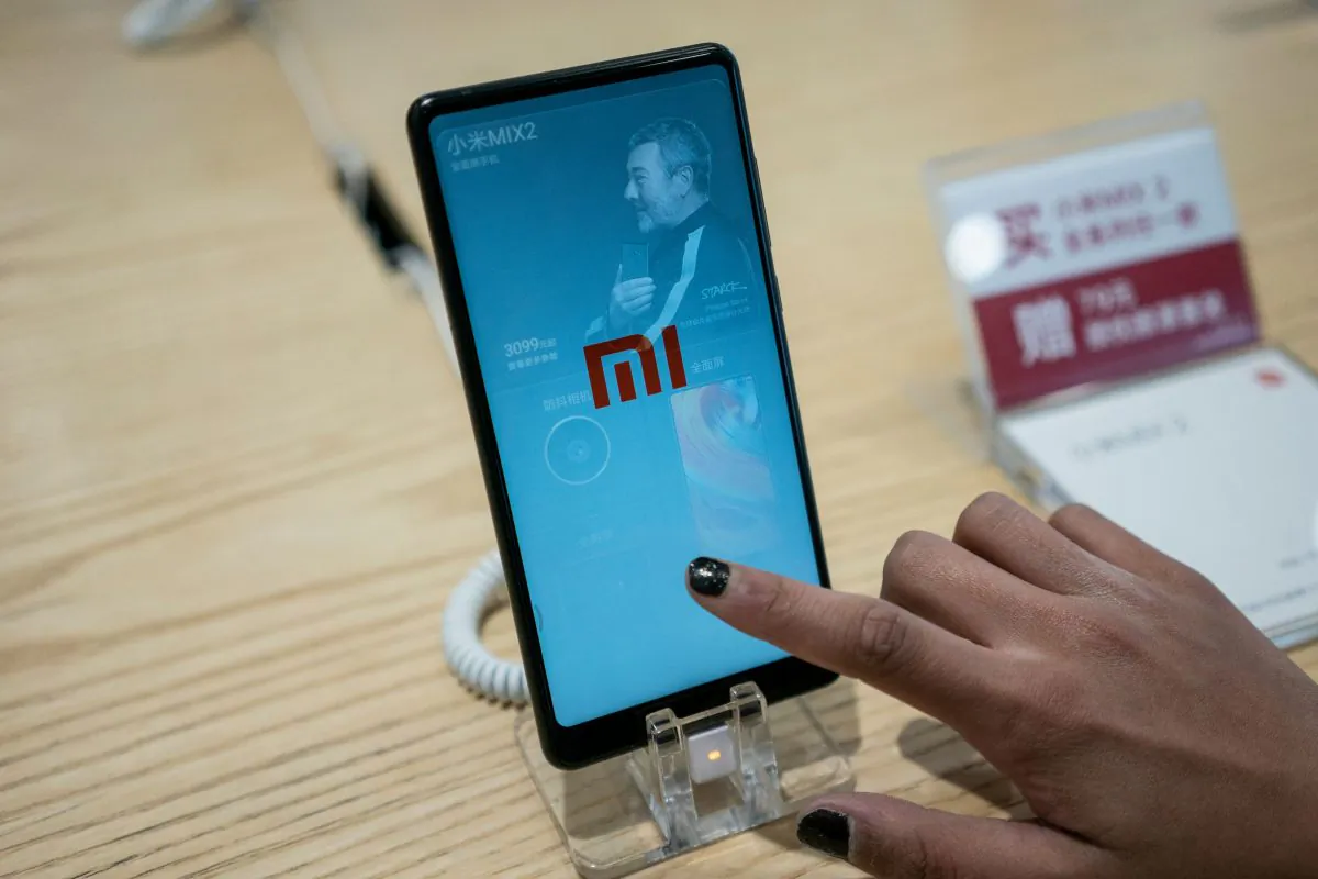 A Xiaomi smartphone is displayed in a shop in Beijing on May 2. (Fred Dufour/AFP/Getty Images)
