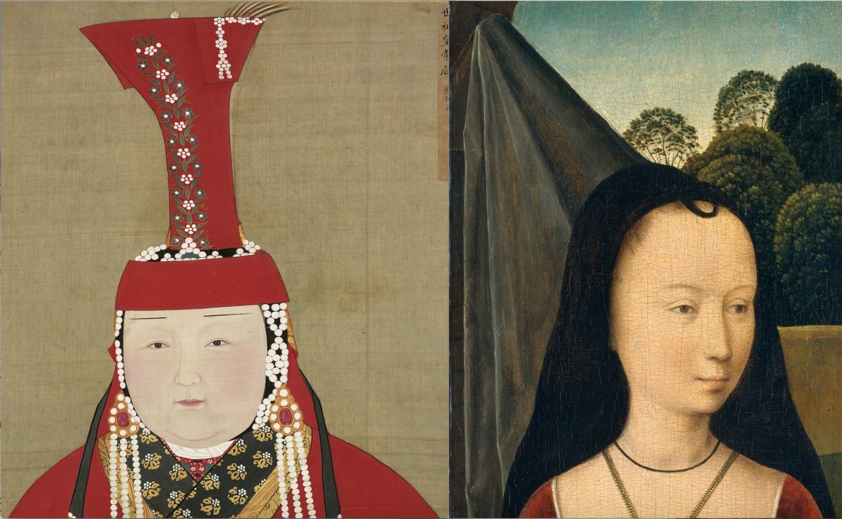 The boghta headdress originate in Mongolia but found echoes in medieval Europe.