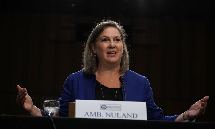 Former Assistant Secretary of State for European and Eurasian Affairs Victoria Nuland testifies during a hearing before the Senate Intelligence Committee on June 20, 2018. (Alex Wong/Getty Images)