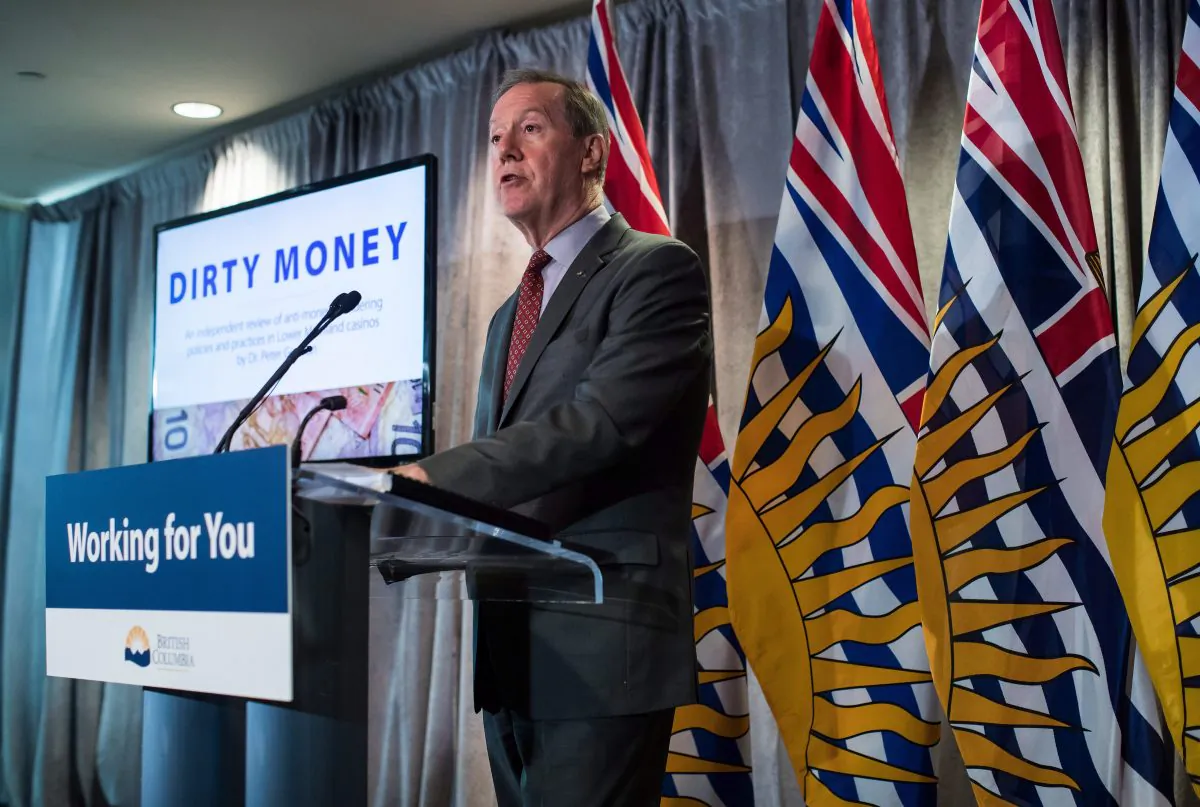 Peter German, former deputy commissioner of the RCMP, speaks about his review of anti-money laundering practices in B.C. during a news conference in Vancouver on June 27, 2018. (The Canadian Press/Darryl Dyck)