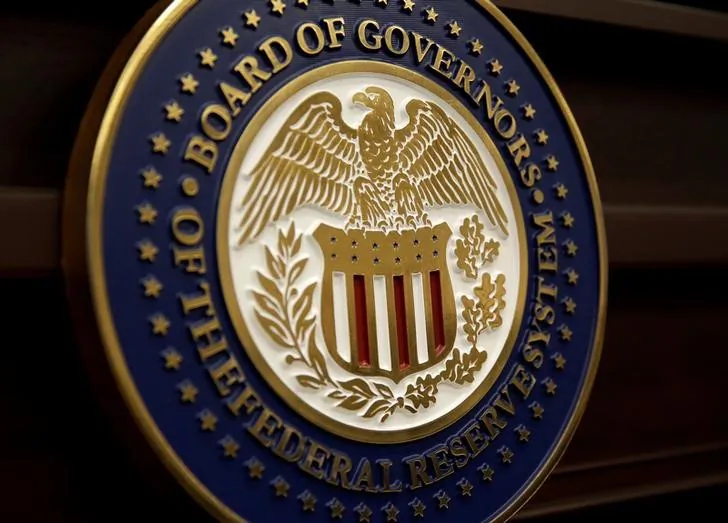The seal for the Board of Governors of the Federal Reserve System is displayed in Washington, on June 14, 2017. (Joshua Roberts/Reuters)