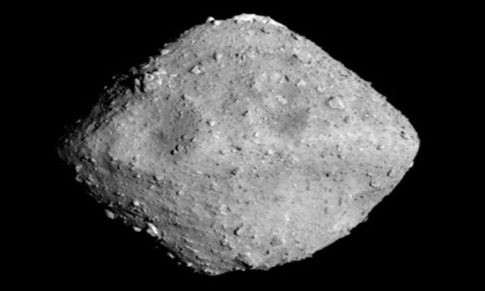 Asteroid Ryugu is photographed by the ONC-T which is equipped on Hayabusa 2 probe after a journey of around 3.2 billion km since launch, in outer space 280 million km from the Earth, on June 24, 2018 at around 00:01 JST, in this handout photo released by Japan Aerospace Exploration Agency (JAXA). (Mandatory credit JAXA-Tokyo University/Handout via Reuters)