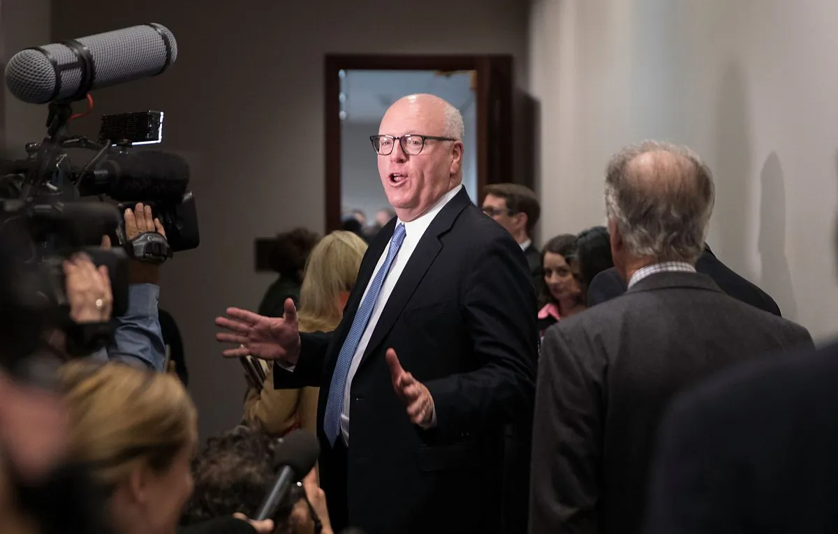 Rep. Joe Crowley (D-NY) talks to reporters as he arrives for a House Democratic caucus meeting at the U.S. Capitol in Washington on Feb. 8, 2018. (Chip Somodevilla/Getty Images)