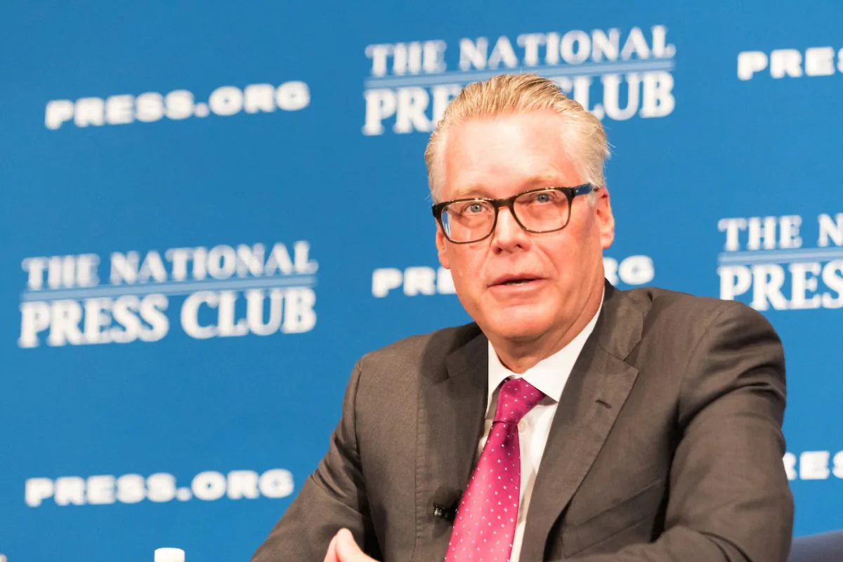 Delta Air Lines CEO Ed Bastian speaks at a National Press Club headliners luncheon, on June 27. (Noel St. John/The National Press Club)