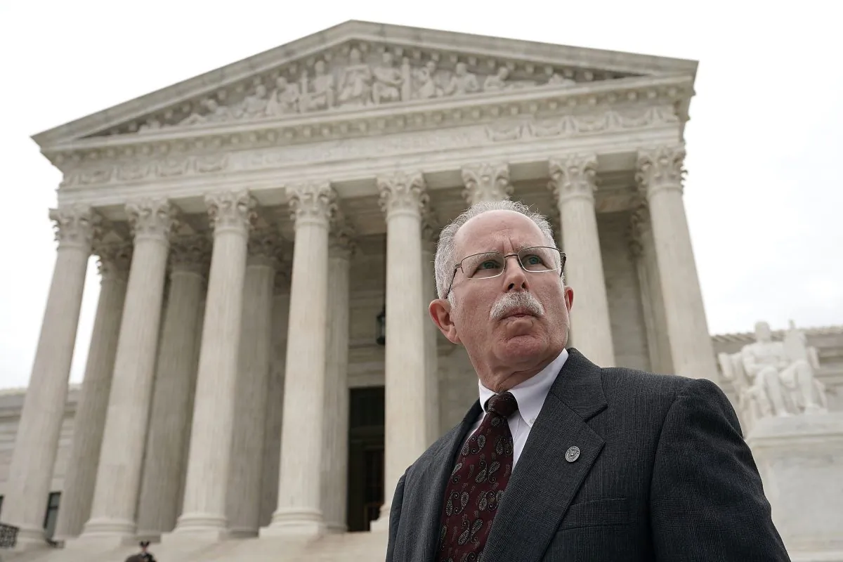 Plaintiff Mark Janus passes in front of the U.S. Supreme Court after a hearing in Washington on Feb. 26, 2018. (Alex Wong/Getty Images)