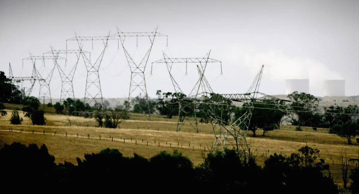 Chimneys at the Bayswater Power station emit water vapour Feb. 14, 2006 in Muswellbrook, Australia. The power station contains four 660 Megawatt generating units, with each turbine generating the equivalent power of 16 Boeing-747 jet engines at full thrust. The Muswellbrook area provides a huge amount of New South Wales' power and energy needs, with eight coalmines in the district, and the presence of the Liddell and Bayswater Power Stations. (Ian Waldie/Getty Images)