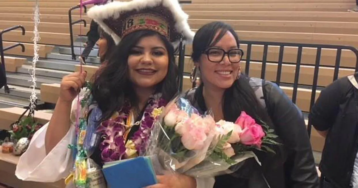 Erika Ramirez (L) with her mentor Kateri Joe at her graduation. (Courtesy of Erika Ann Ramirez)