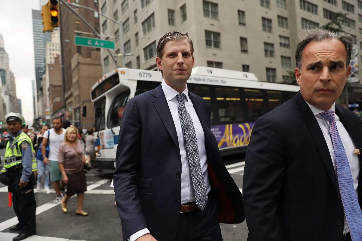 Eric Trump, son of President Donald Trump, walks outside of Trump Tower in New York City, N.Y., on Aug. 15, 2017. (Spencer Platt/Getty Images)