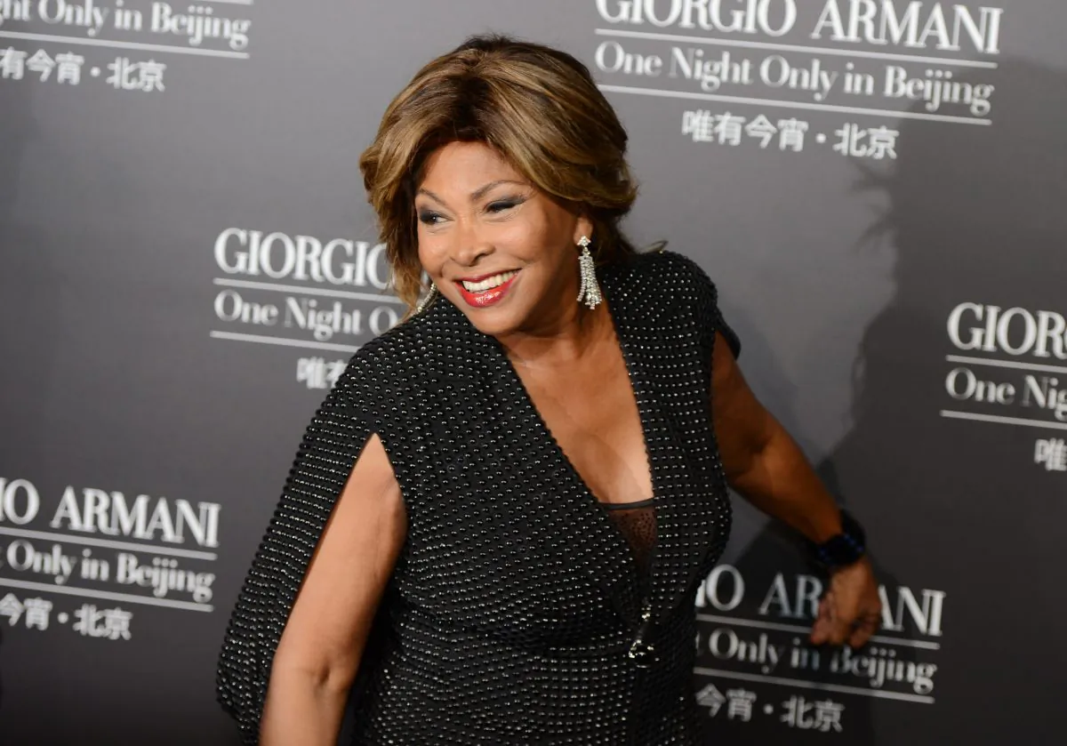 Tina Turner arriving on the red carpet for the fashion show by 77-year-old designer Giorgio Armani at the 798 art complex in Beijing on May 31, 2012. (Mark Ralston/AFP/GettyImages)