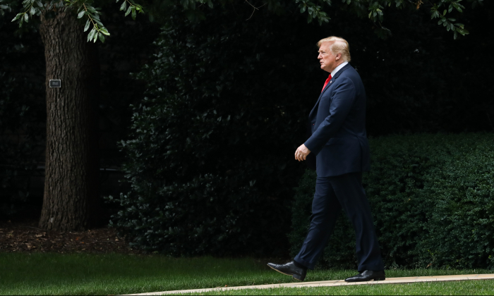 President Donald Trump before boarding Marine One on the South Lawn of the White House in Washington on June 27, 2018. (Samira Bouaou/The Epoch Times)