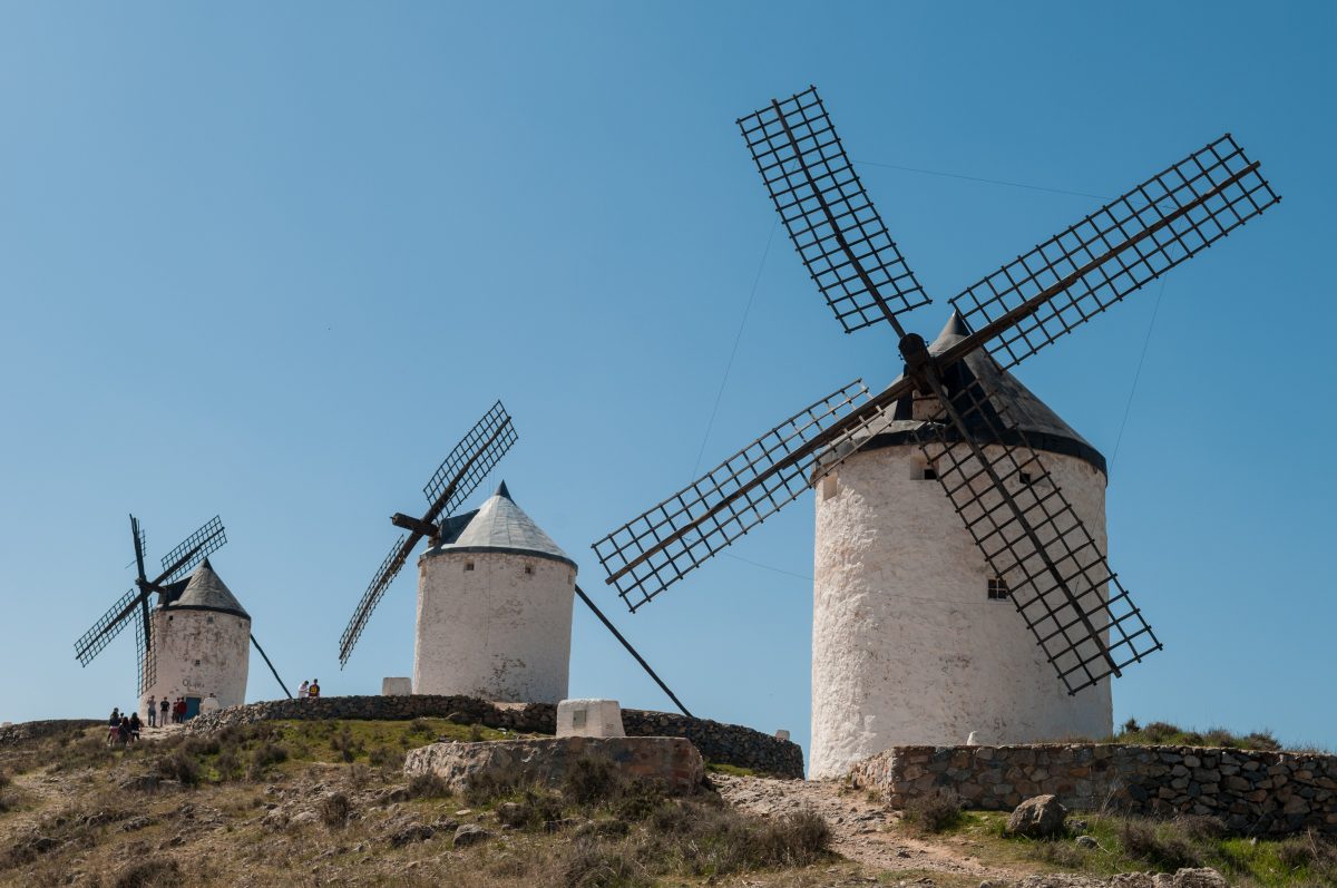 The windmills of Consuegra, Spain, made famous by Miguel de Cervantes in his "The Ingenious Nobleman Don Quixote of La Mancha." (Michal Osmenda/ CC 2.0)