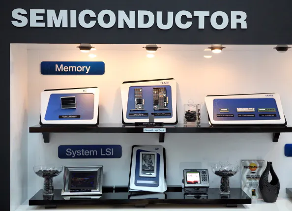 A display of semiconductors and devices at a Samsung media and analyst event in San Jose, California, on March 23, 2011. (Justin Sullivan/Getty Images)