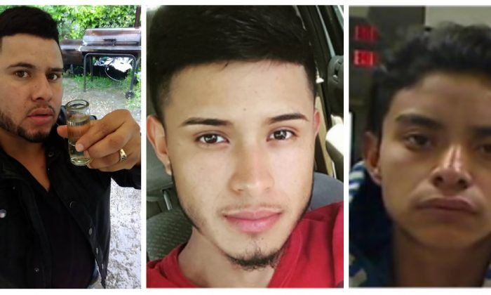 Davis Ramos Contreras (L), was taken into custody July 5, 2018, after he was accused by two girls of rape and kidnapping. Arnulfo Ramos (C) and Juan Garcias Rios Adiel (R) remain on the loose.  (Bowling Green Police Department)