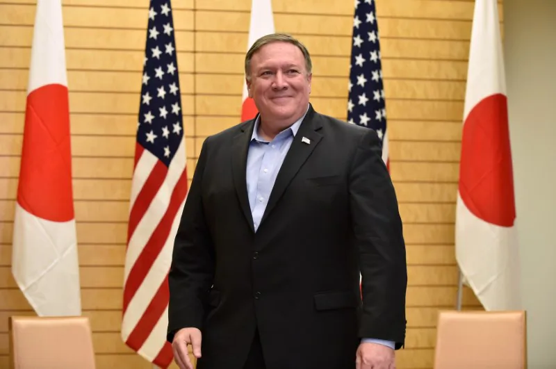 US Secretary of State Mike Pompeo waits for Japan's Prime Minister Shinzo Abe at Abe's official residence in Tokyo on July 8, 2018. (Kazuhiro Nogi/Pool via Reuters)
