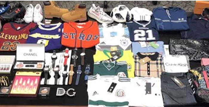 Counterfeit items seized by ICE (Immigration and Customs Enforcement) agents in Laredo, Texas. (Courtesy of ICE)